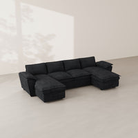 Graphite-Grey-/-Chenille-4-Seat-U-Shaped-Double-Chaise-Sectional