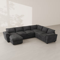Graphite-Grey-/-Chenille-6-Seat-U-Shaped-Sectional-with-Reversible-Chaise