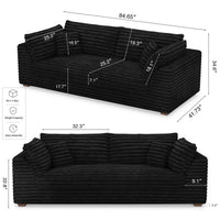 Piano-Black-/-Faux-Rabbit-Fur-Corduroy-Loveseat