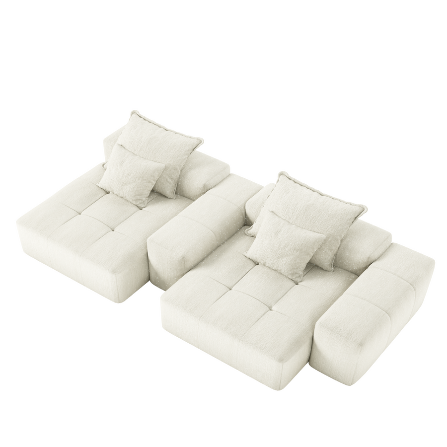Oatmeal-Beige-/-Chenille-Loveseat
