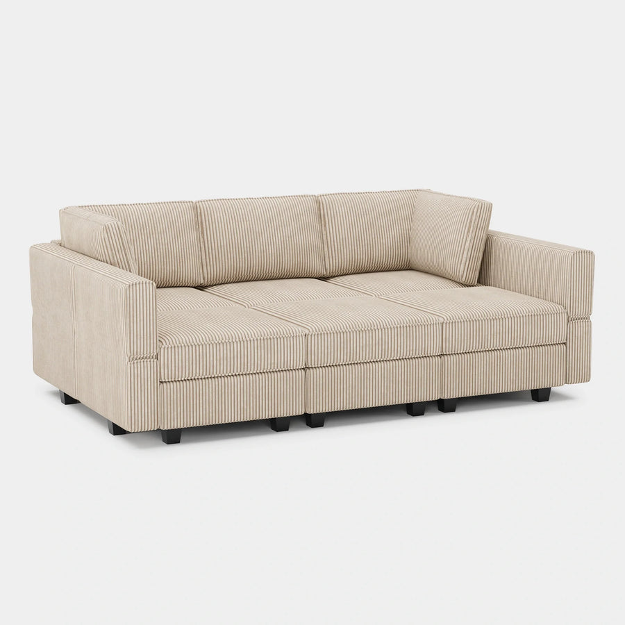 Ivory-Beige-/-Corduroy-6-Seat-Pit-Sectional
