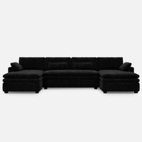 Obsidian-Black-/-Corduroy-4-Seat-U-Shaped-Double-Chaise-Sectional