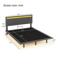 Modern Upholstered Floating Bed Frame with LED Lights BSN