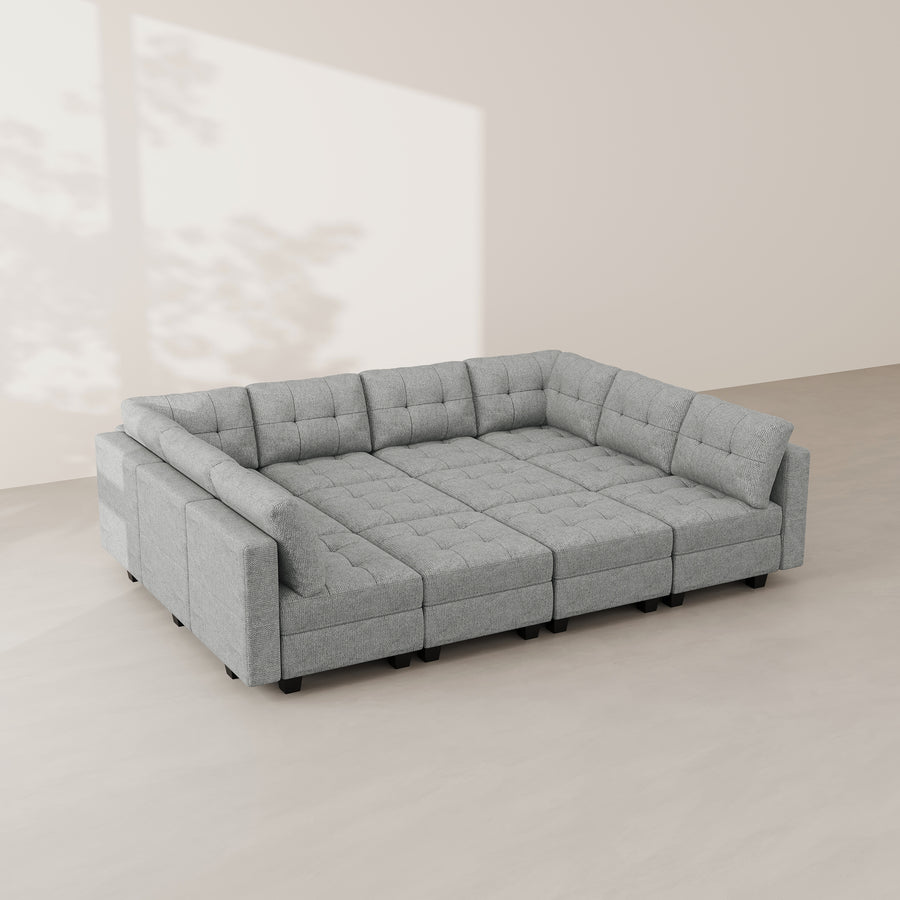 Pebble-Grey-/-Weave-12-Seat-Pit-Sectional