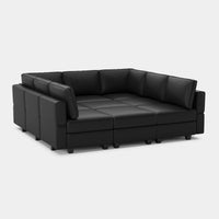 Sand-Black-/-Faux-Leather-9-Seat-Pit-Sectional