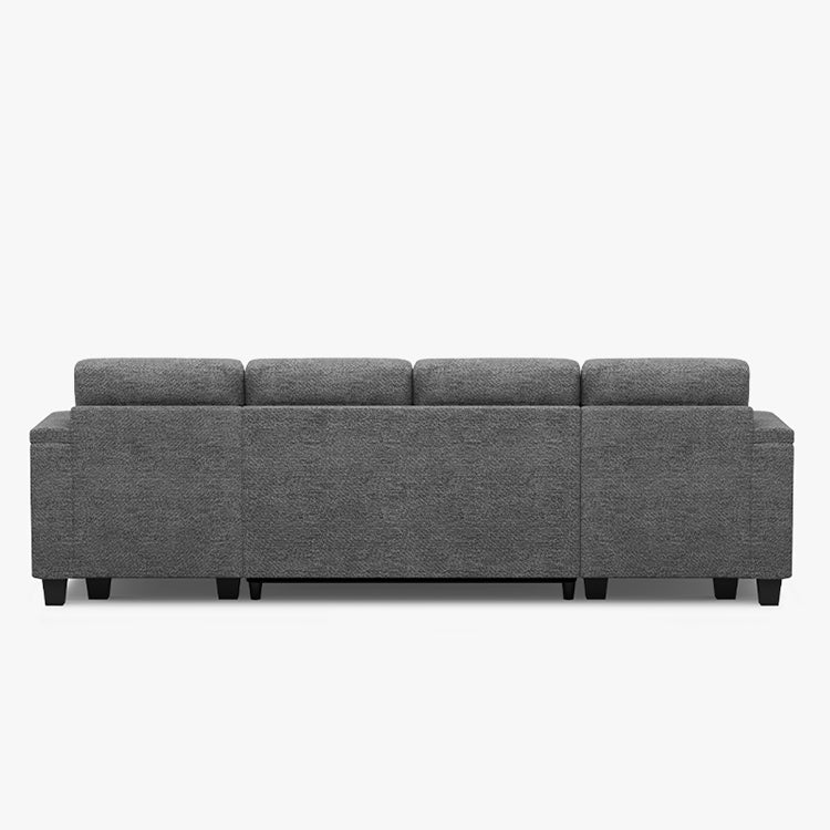 Belffin Modular 4 Seater Modular Chenille Pull-out  Sleeper Sofa with Storage Chaises