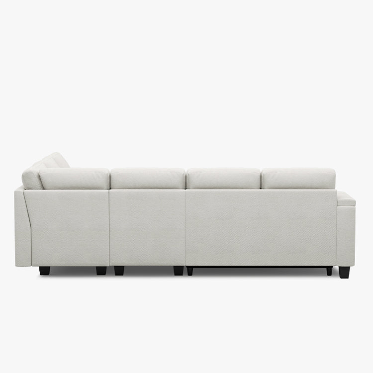 Belffin Modular 6 Seater Modular Chenille Pull-out  Sleeper Sofa with Storage Seats