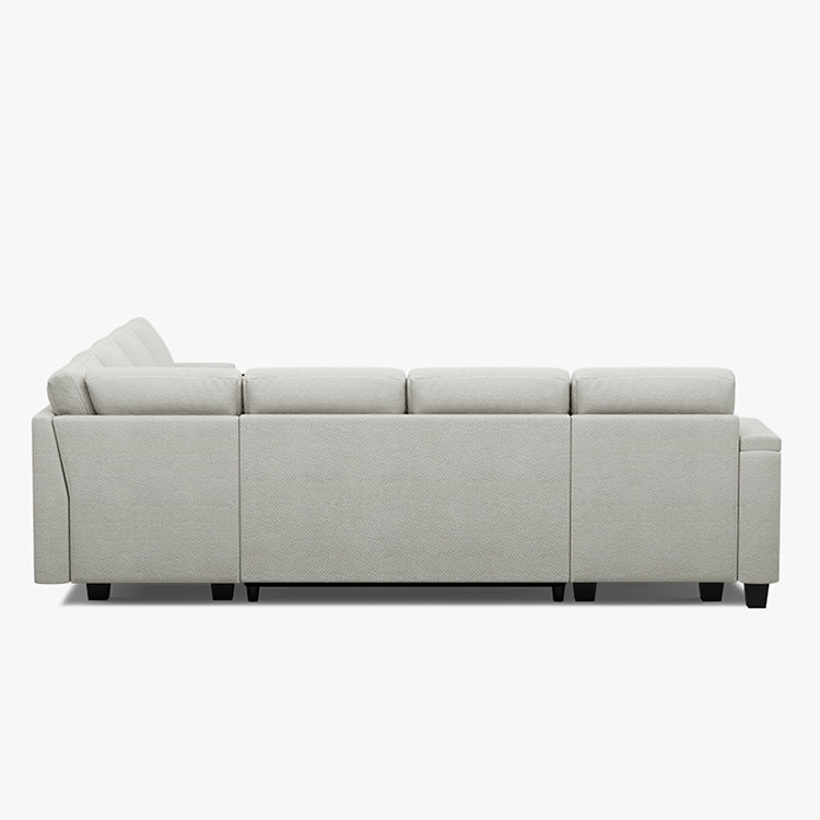 Belffin Modular 7 Seater Modular Chenille Pull-out  Sleeper Sofa with Storage Chaise