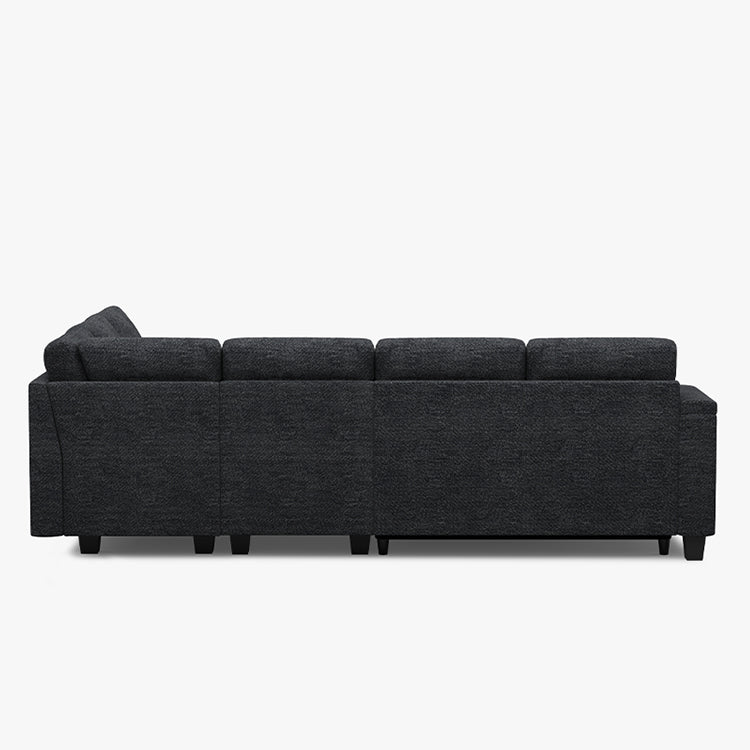 Belffin Modular 6 Seater Modular Chenille Pull-out  Sleeper Sofa with Storage Seats