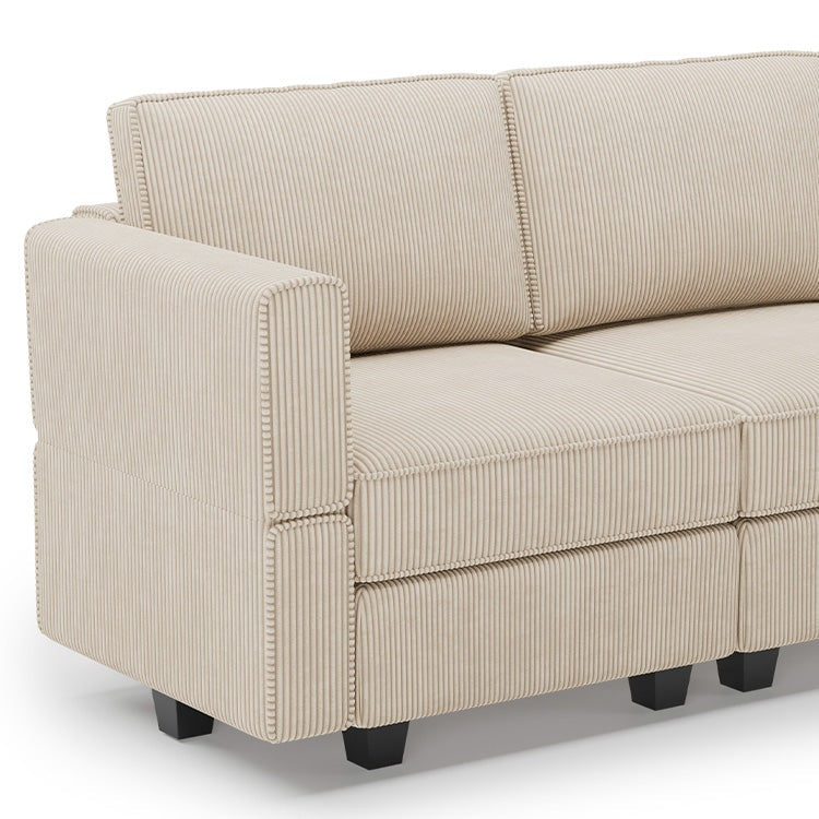 Belffin 4 Seats + 6 Sides Modular Wide Corduroy Sofa with Storage Seat