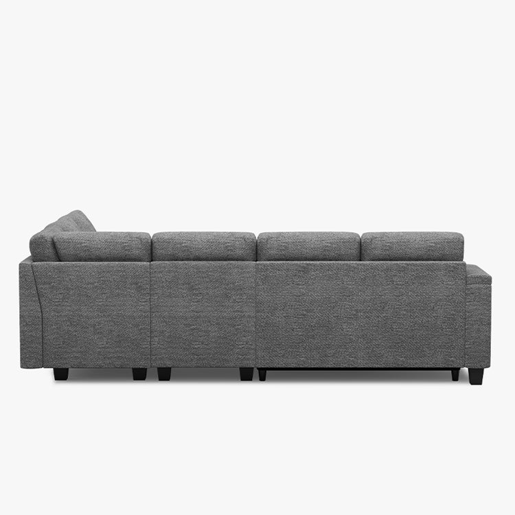 Belffin Modular 6 Seater Modular Chenille Pull-out  Sleeper Sofa with Storage Seats