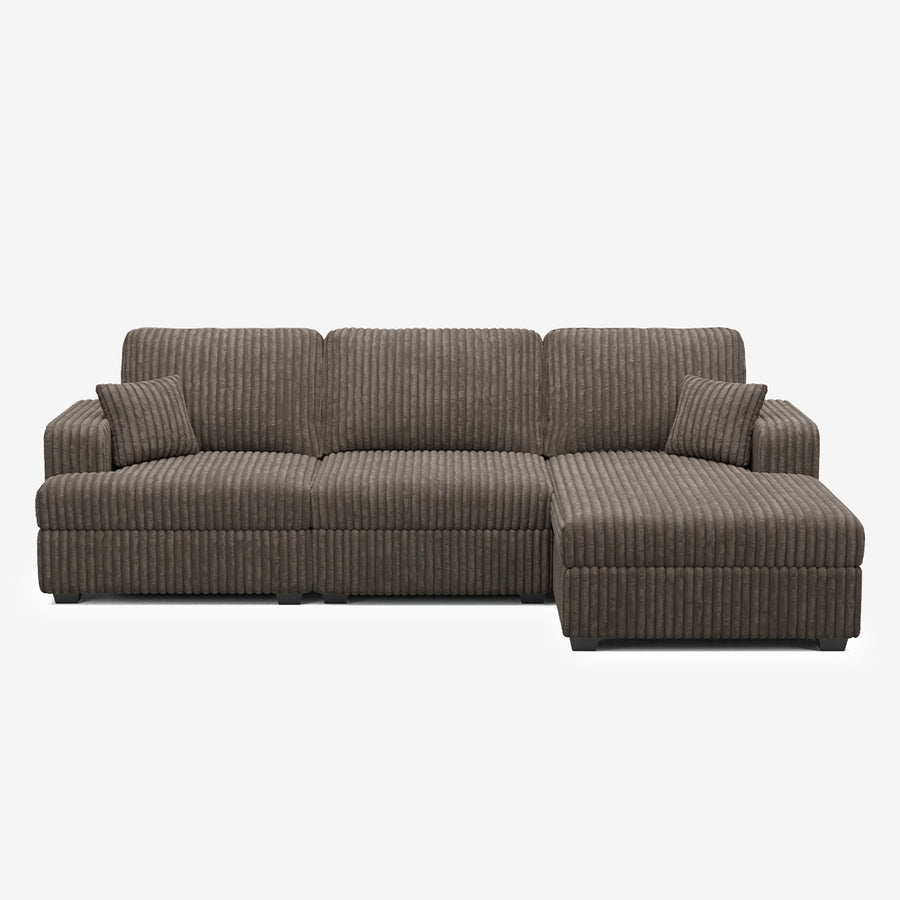 Mink-Brown-/-Corduroy-3-Seat-Right-Chaise-Sectional