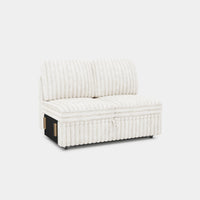 White-Beige-/-Faux-Rabbit-Fur-Corduroy-Module-Pullout-Loveseat