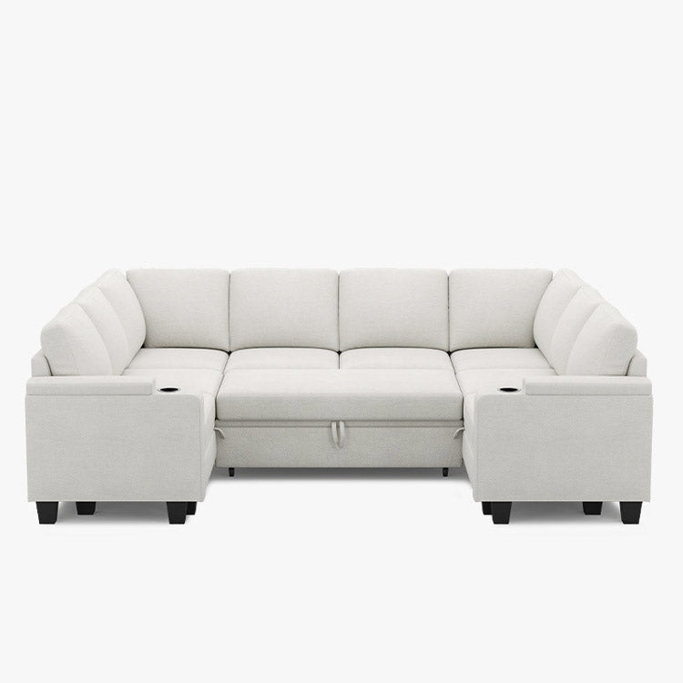 Belffin Modular 8 Seater Modular Chenille Pull-out Sofa with Storage Seats