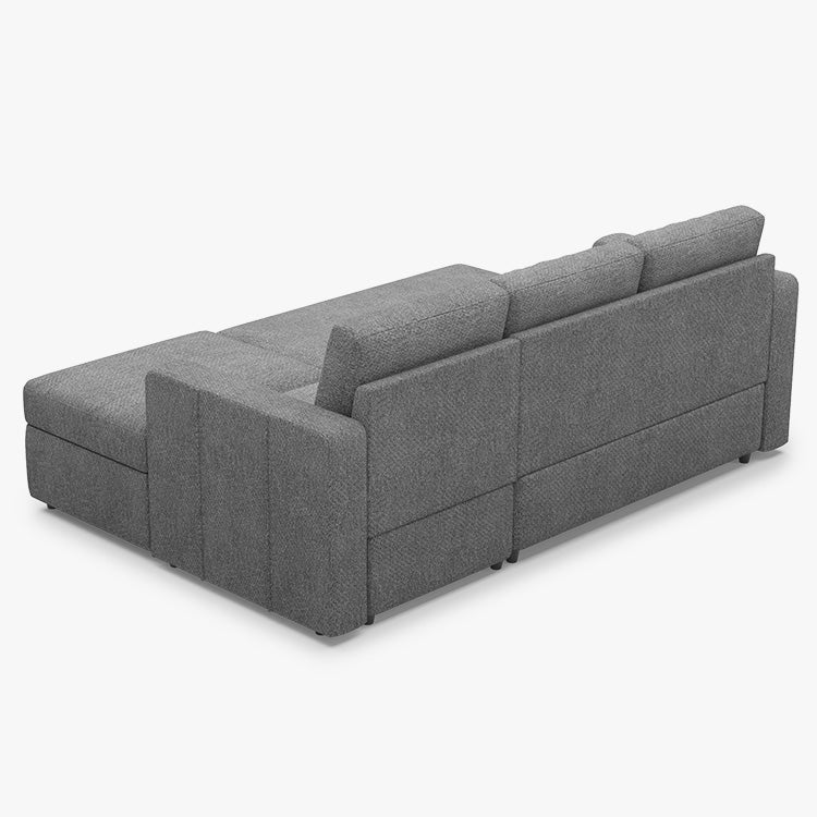 Belffin 3 Seats Modular Chenille Pull-out Sofa with Storage Ottoman