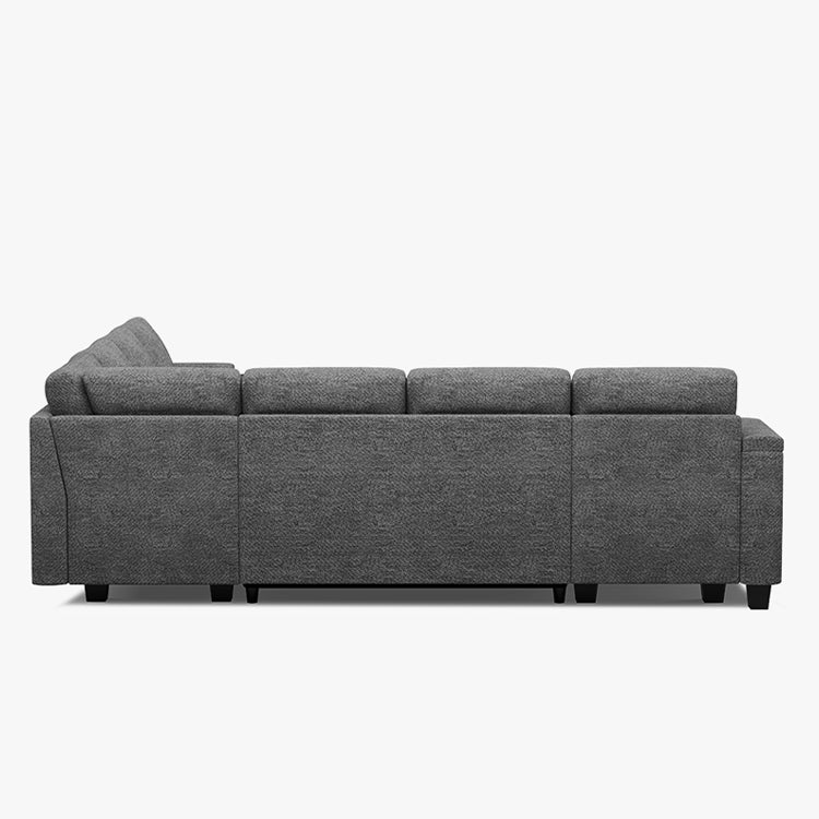 Belffin Modular 7 Seater Modular Chenille Pull-out  Sleeper Sofa with Storage Chaise