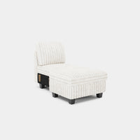 White-Beige-/-Faux-Rabbit-Fur-Corduroy-Module-Armless-Left-Chaise