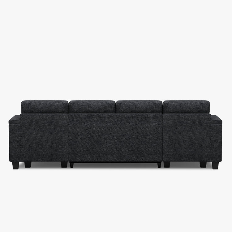 Belffin Modular 4 Seater Modular Chenille Pull-out  Sleeper Sofa with Storage Chaises