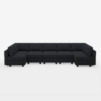 Obsidian-Black-/-Corduroy-12-Seat-U-Shaped-Pit-Sectional