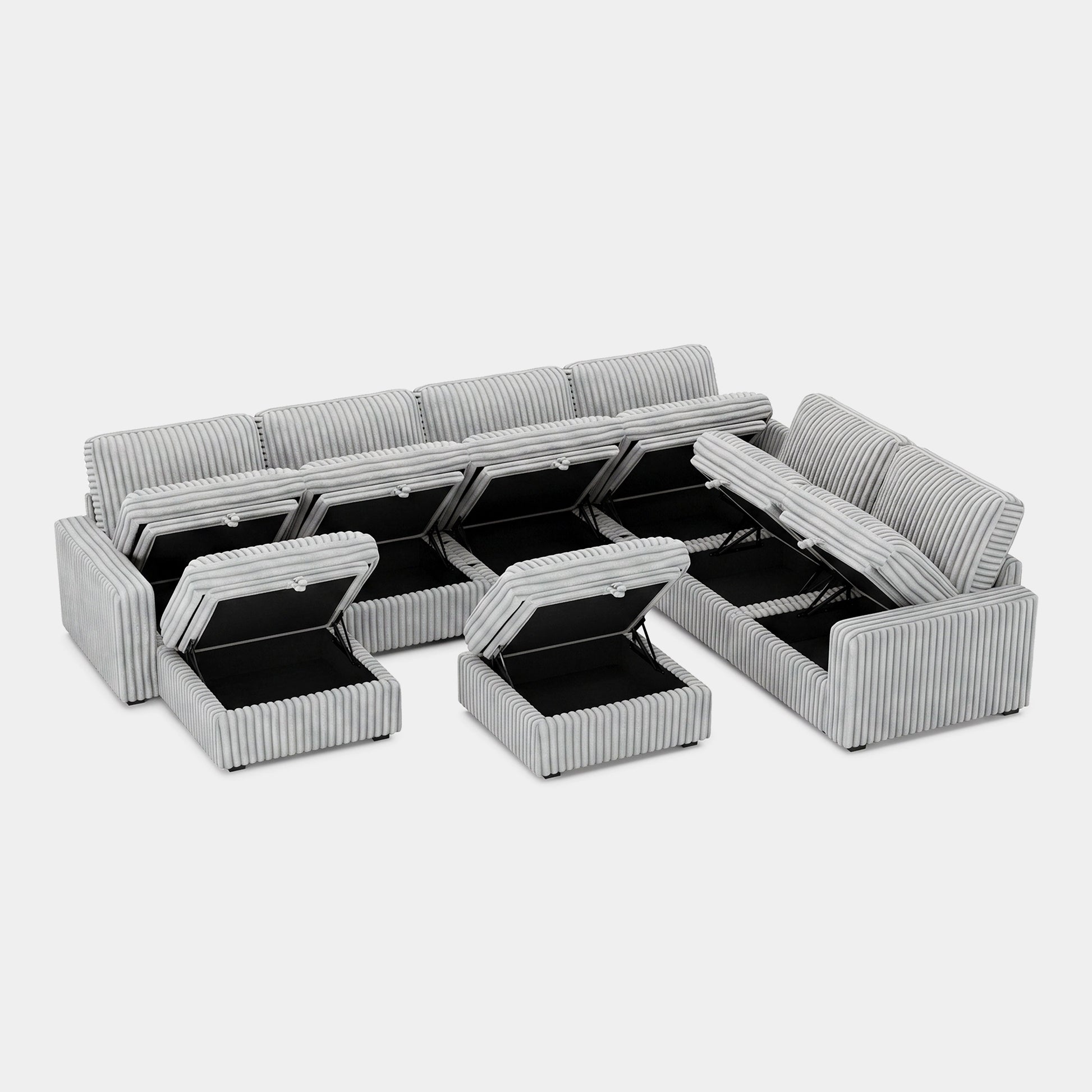 Cloud-Gray-/-Corduroy-8-Seat-U-Shaped-Sectional