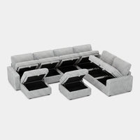 Cloud-Gray-/-Corduroy-8-Seat-U-Shaped-Sectional