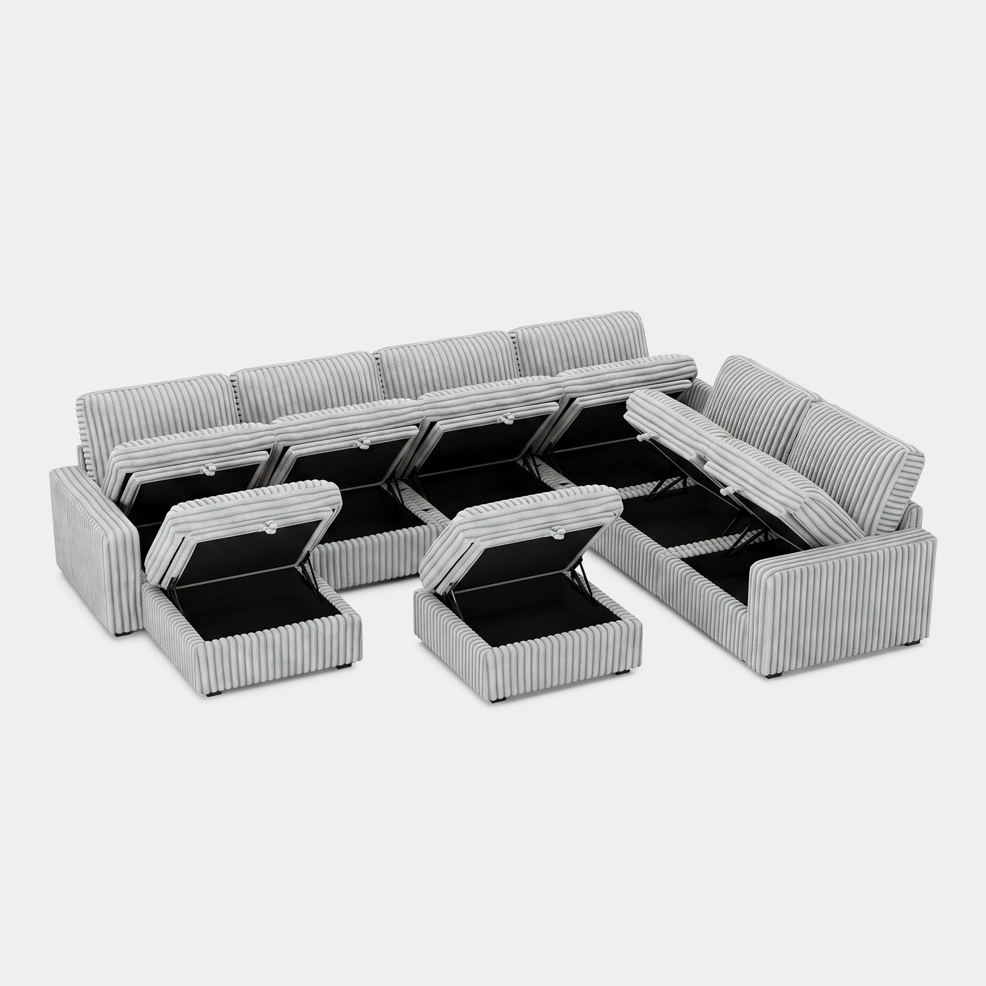 Cloud-Gray-/-Corduroy-8-Seat-U-Shaped-Sectional