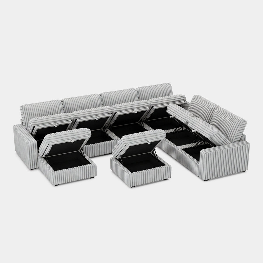 Cloud-Gray-/-Corduroy-8-Seat-U-Shaped-Sectional