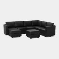 Sand-Black-/-Faux-Leather-8-Seat-U-Shaped-Sectional