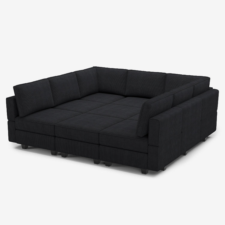 Belffin 9 Seats + 9 Sides Modular Corduroy Sleeper Sofa with Storage Seat