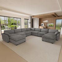 Silver-Grey-/-Chenille-8-Seat-U-Shaped-Sectional-with-Return