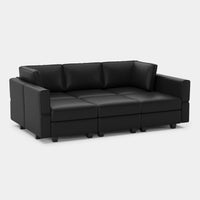 Sand-Black-/-Faux-Leather-6-Seat-Pit-Sectional