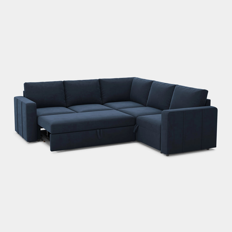 Navy-Blue-/-Velvet-5-Seat-L-Shaped-Pullout-Sectional