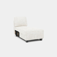 White-Beige-/-Faux-Rabbit-Fur-Corduroy-Module-Armless-Right-Chaise