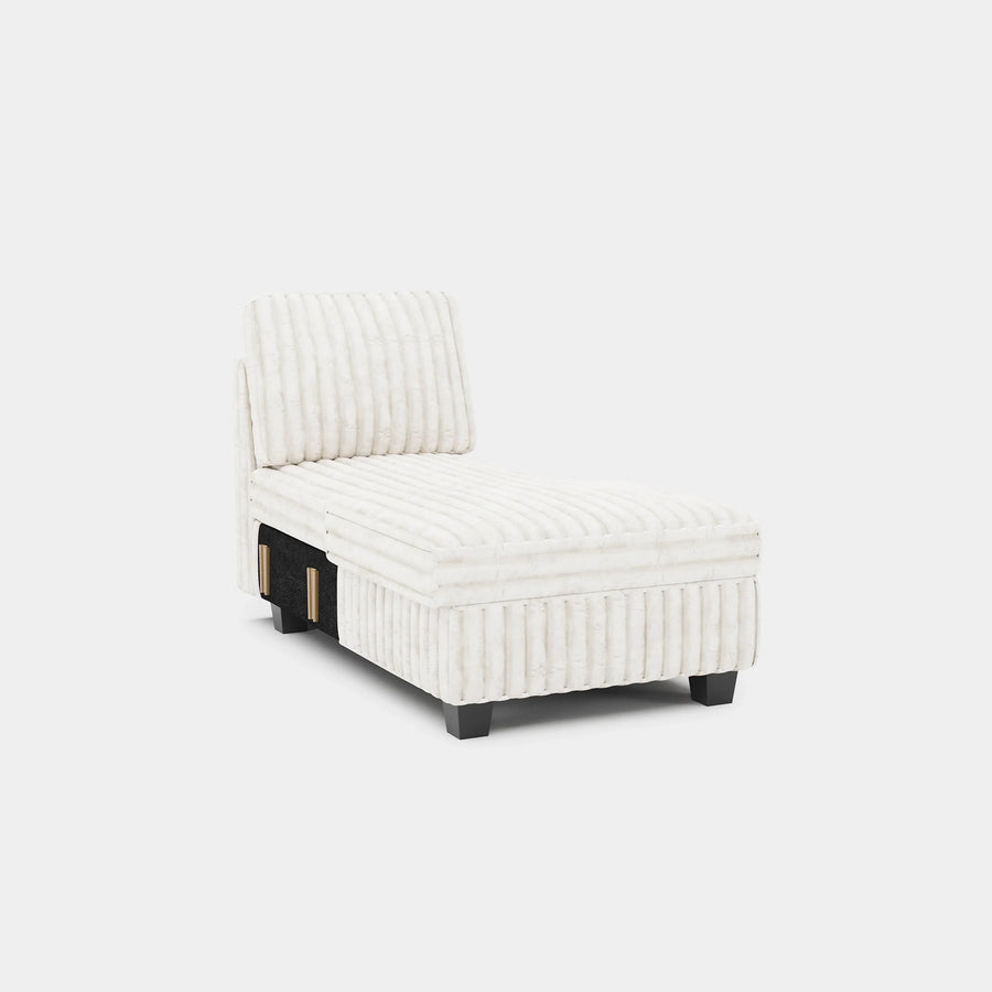 White-Beige-/-Faux-Rabbit-Fur-Corduroy-Module-Armless-Right-Chaise