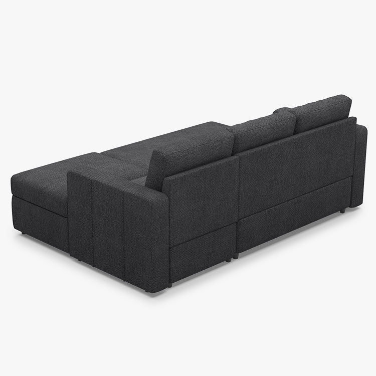 Belffin 3 Seats Modular Chenille Pull-out Sofa with Storage Ottoman