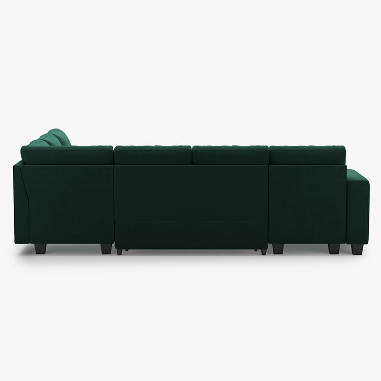 Belffin 7 Seats Modular Velvet Tufted Pull-out Sofa With Storage Ottoman
