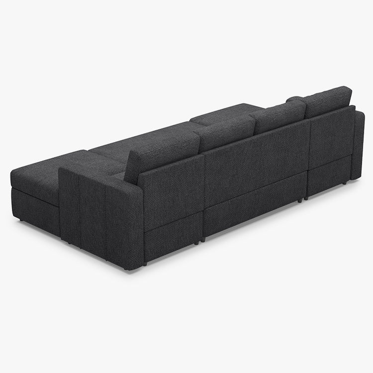 Belffin 4 Seats Modular Chenille Pull-out Sofa with Storage Ottoman