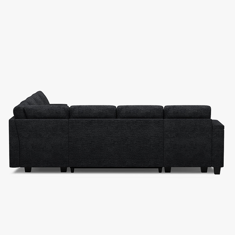 Belffin Modular 7 Seater Modular Chenille Pull-out  Sleeper Sofa with Storage Chaise