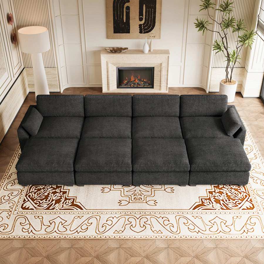 Graphite-Grey-/-Chenille-8-Seat-Open-Pit-Sectional