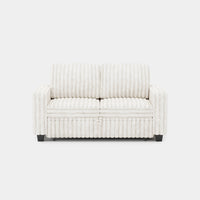 White-Beige-/-Faux-Rabbit-Fur-Corduroy-Pullout-Loveseat