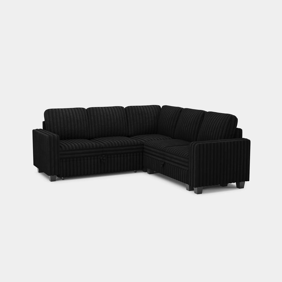 Piano-Black-/-Faux-Rabbit-Fur-Corduroy-5-Seat-L-Shaped-Pullout-Sectional
