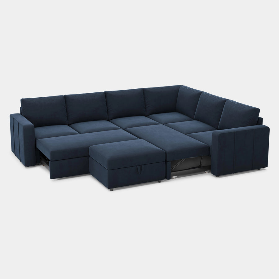 Navy-Blue-/-Velvet-7-Seat-L-Shaped-Double-Pullout-Sectional