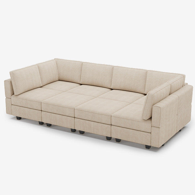 Belffin 8 Seats + 8 Sides Modular Corduroy Sleeper Sofa with Storage Seat