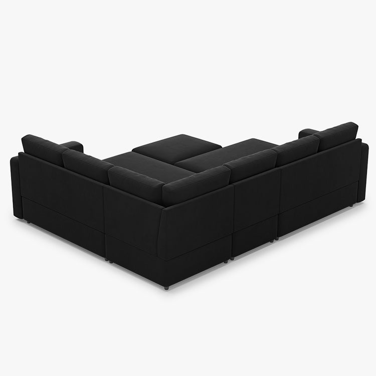 Belffin 6 Seats Modular Velvet Pull-out Sleeper Sofa with Storage Ottoman