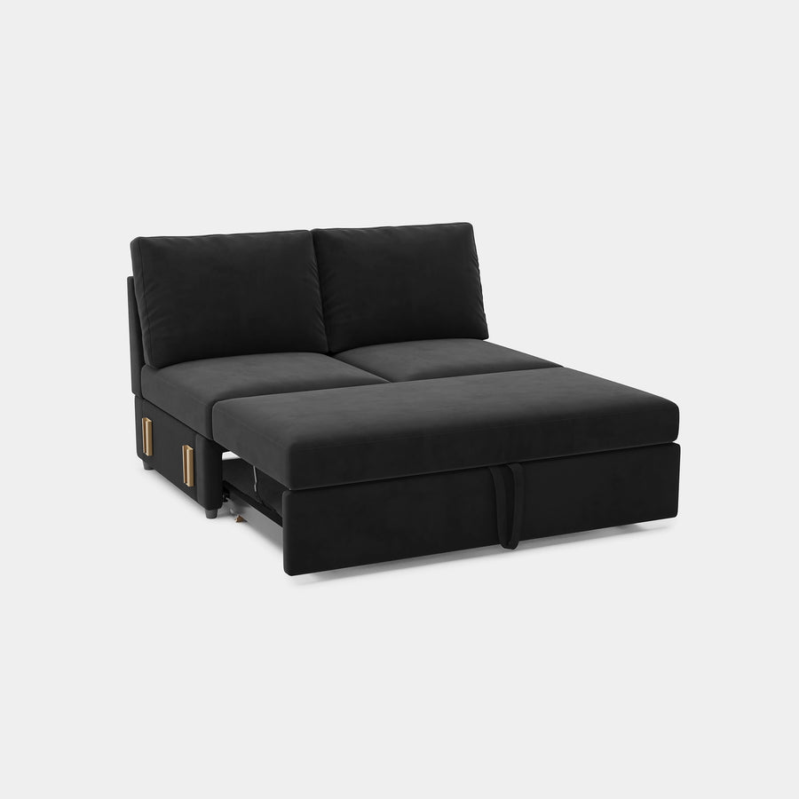 Ebony-Black-/-Velvet-Module-Pullout Loveseat