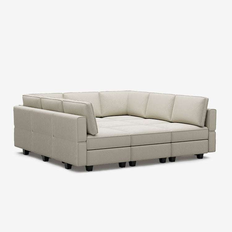 Belffin 9 Seats + 9 Sides Modular Velvet Sleeper Sofa with Storage Seat