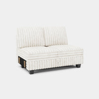 White-Beige-/-Faux-Rabbit-Fur-Corduroy-Module-Loveseat