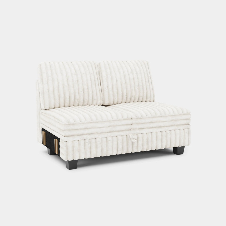 White-Beige-/-Faux-Rabbit-Fur-Corduroy-Module-Loveseat