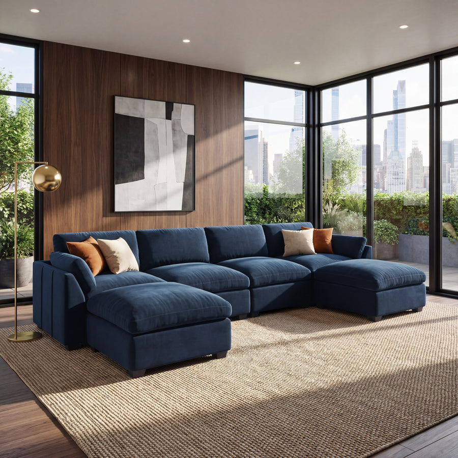 Navy-Blue-/-Velvet-6-Seat-U-Shaped-Open-Sectional