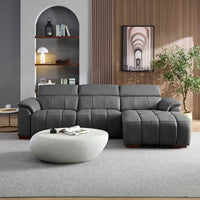 Corporate-Gray-/-Genuine-Leather-3-Seat-Right-Chaise-Sectional